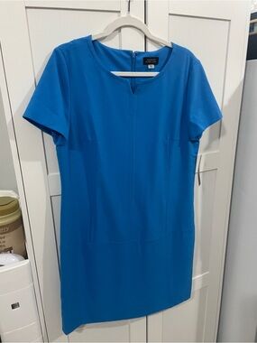 Tahari ASL Blue Short-Sleeve Sheath Dress Size 12